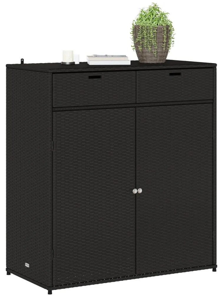 Armário de arrumação p/ jardim 105x55x113 cm vime PE preto