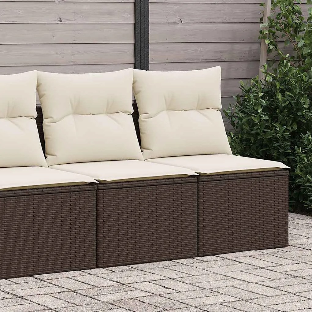 vidaXL 2 pcs conj. sofás jardim c/ almofadões vime PE/acácia castanho