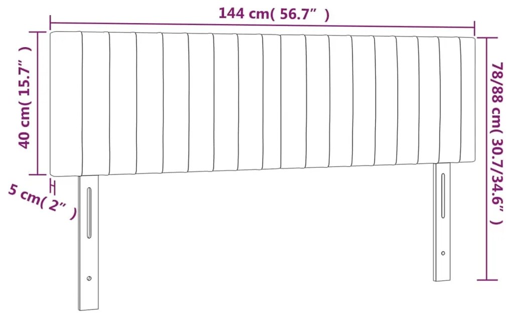 Cabeceira de cama 2 pcs tecido 72x5x78/88 cm cinzento-claro