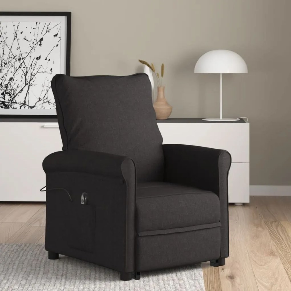 vidaXL Poltrona elevatória tecido preto