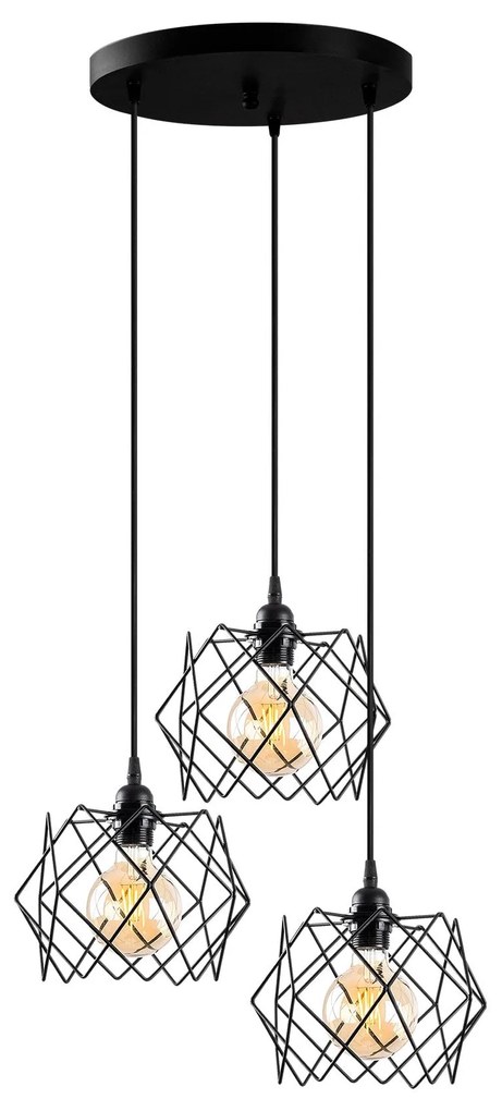 Chandelier Karakas – Preto – Diâmetro 54 cm, Altura 30-120 cm
