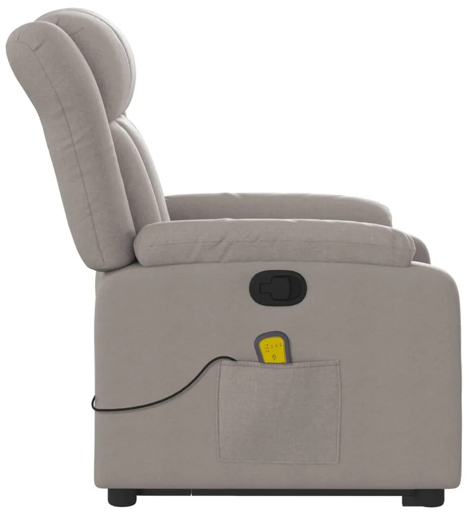 Poltrona elevatória de massagens tecido cinzento-acastanhado