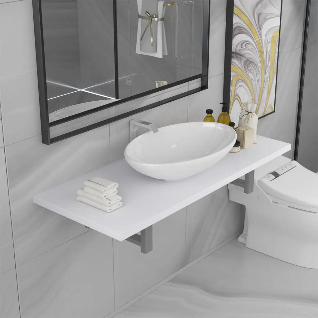 279360 vidaXL Conjunto de móveis de casa banho 2 peças cerâmica branco