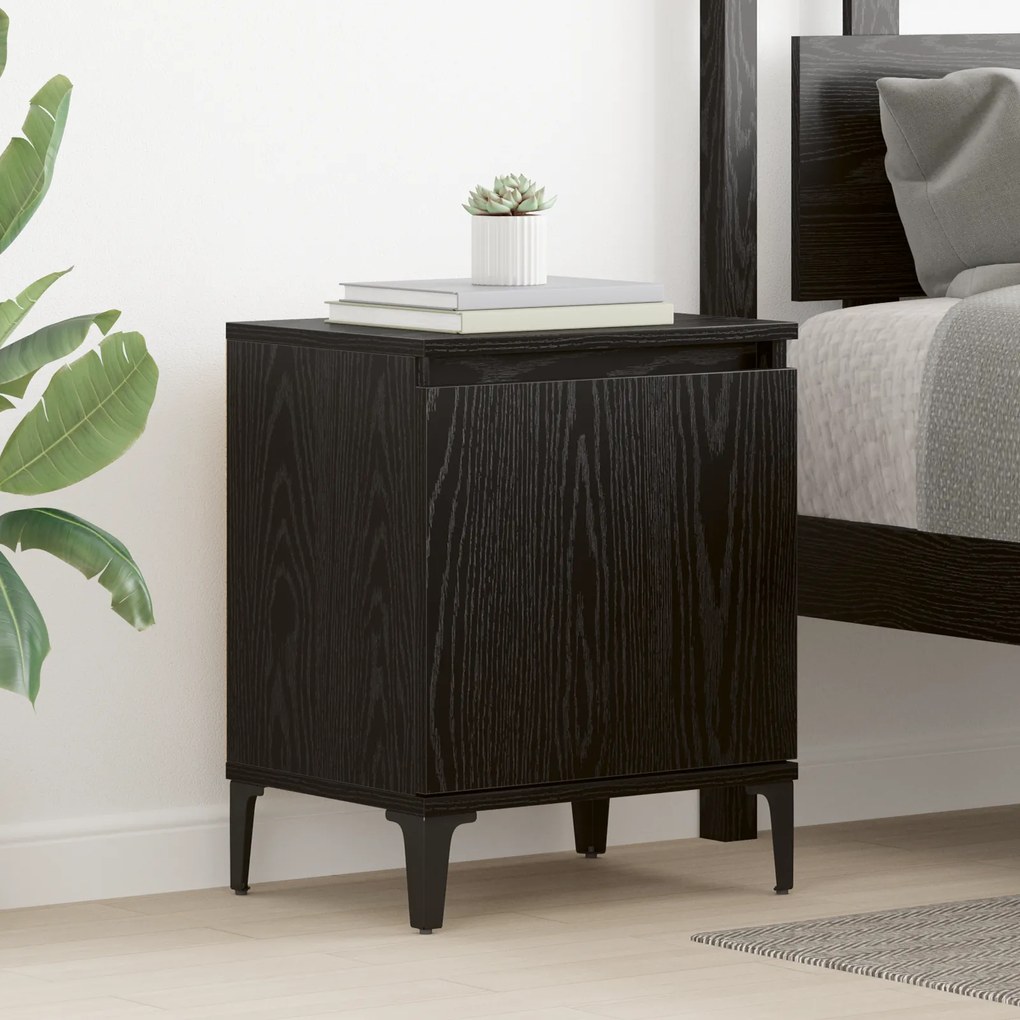 vidaXL Mesa de cabeceira Carvalho Preto Carvalho preto Madeira feita