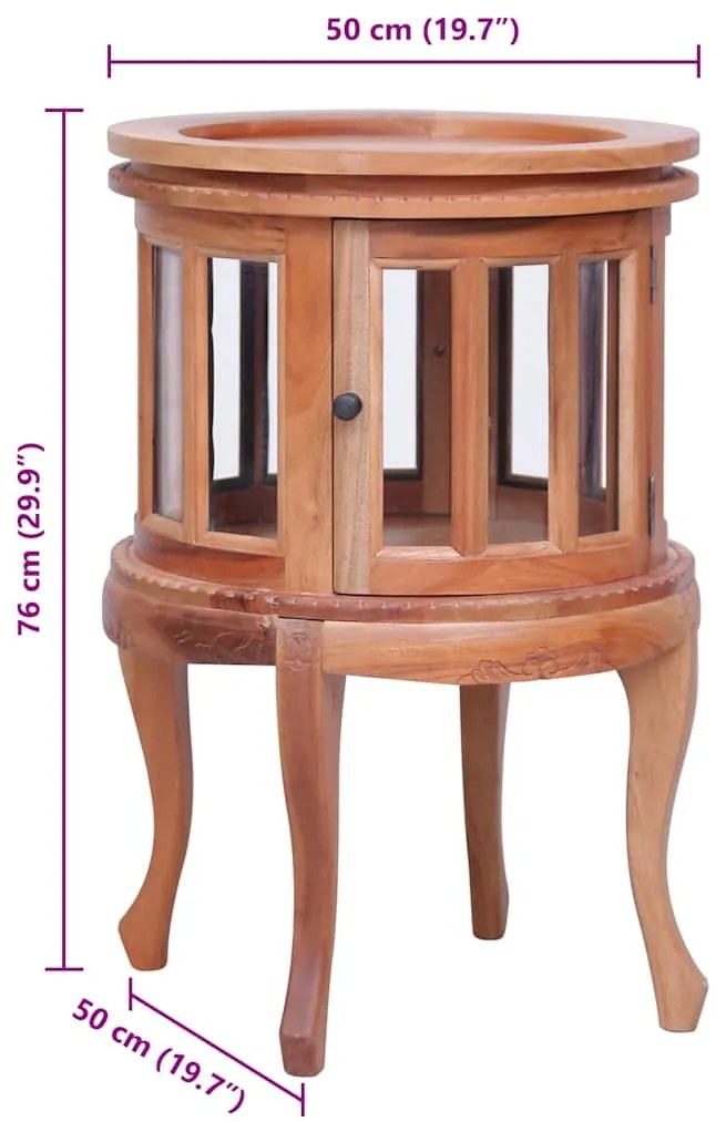 Vitrina 50x50x76 cm madeira de mogno maciça cor natural