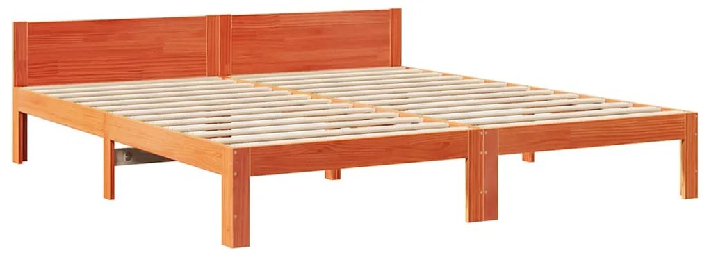 Cama sem colchão 160x200 cm madeira pinho maciço castanho-mel