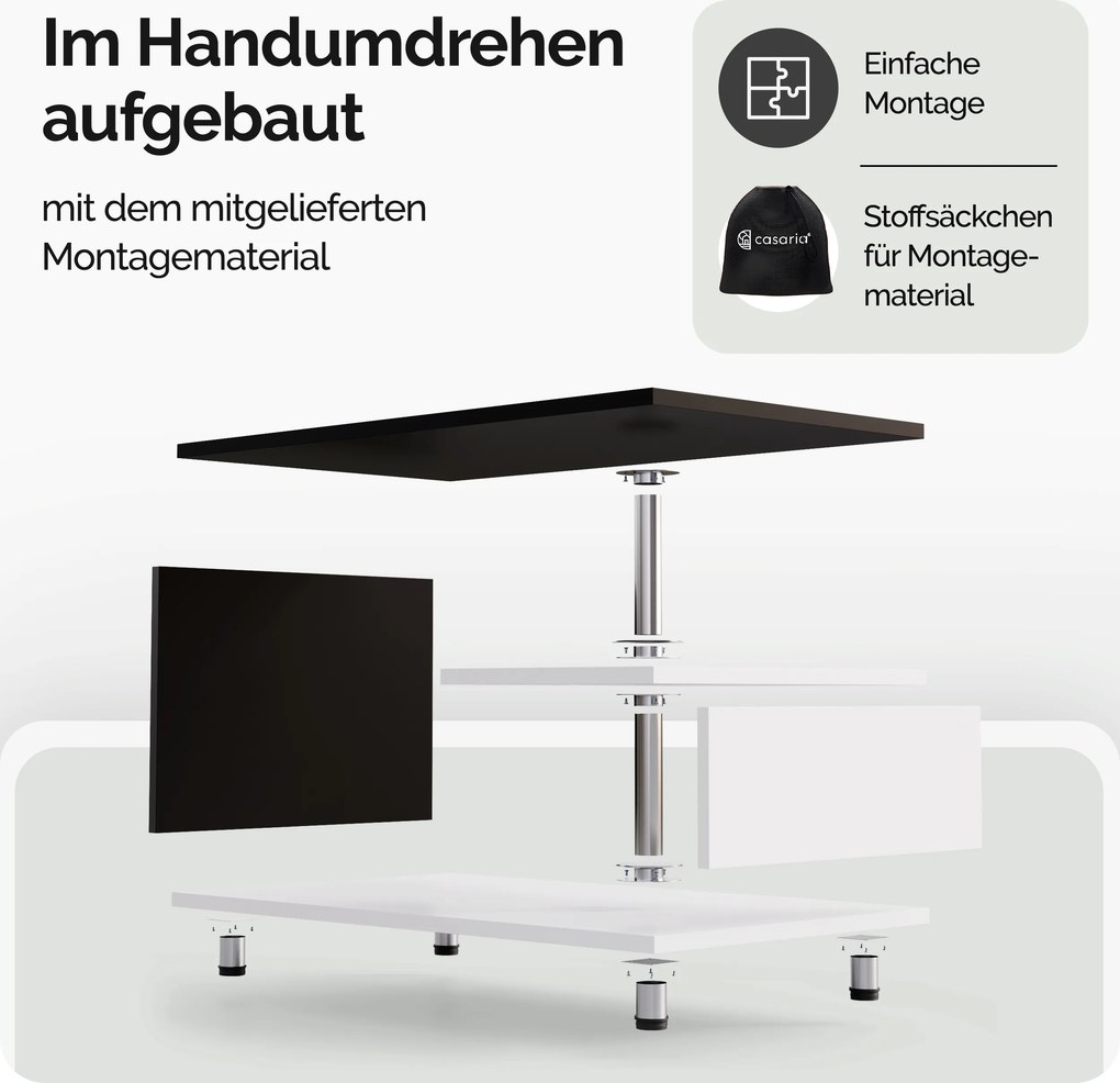 Mesa de centro Orlando 95x55x50cm Branco/Preto