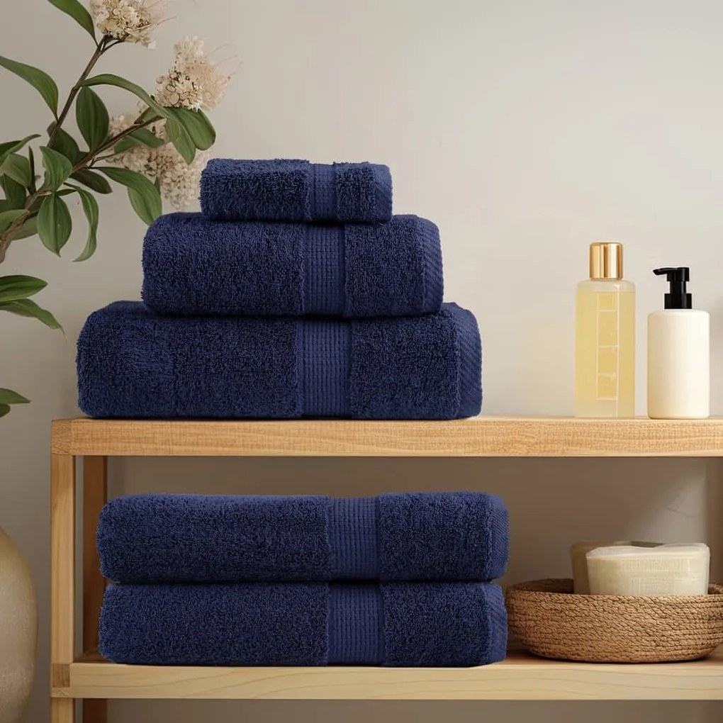 12pcs Conjunto toalha premium SOLUND 600 gsm azul-marinho
