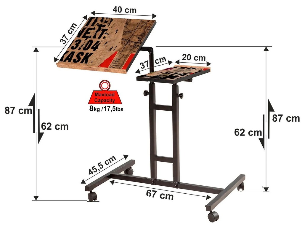 Mesa Ajustável para Portátil Glen – Pinho Atlântico – 67x87x45,5 cm