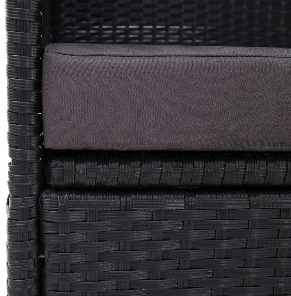 Sofá-cama de exterior com toldo vime PE preto