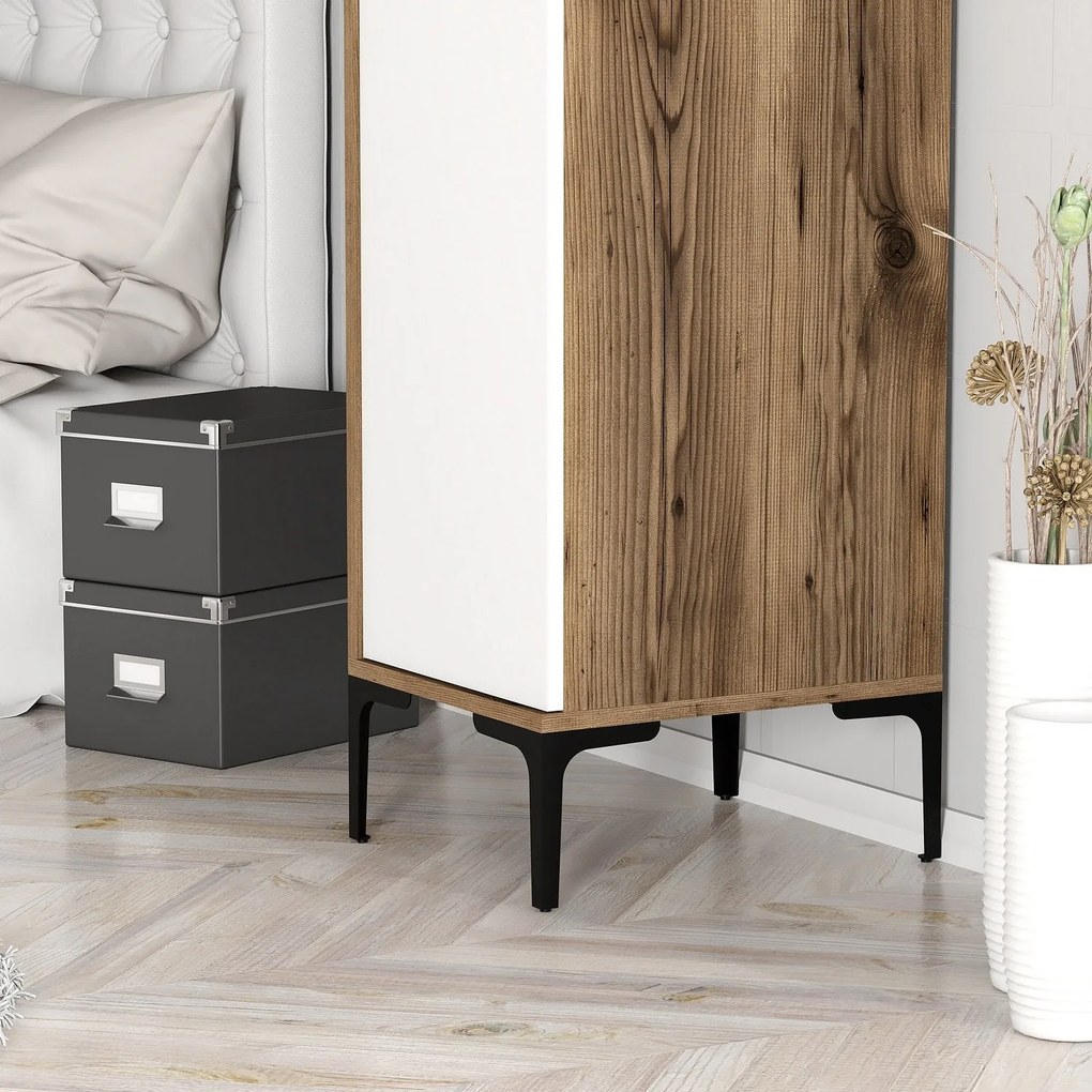 Roupeiro Kumsal S – Nogueira e Branco – 40 cm Largura x 47,5 cm Altura