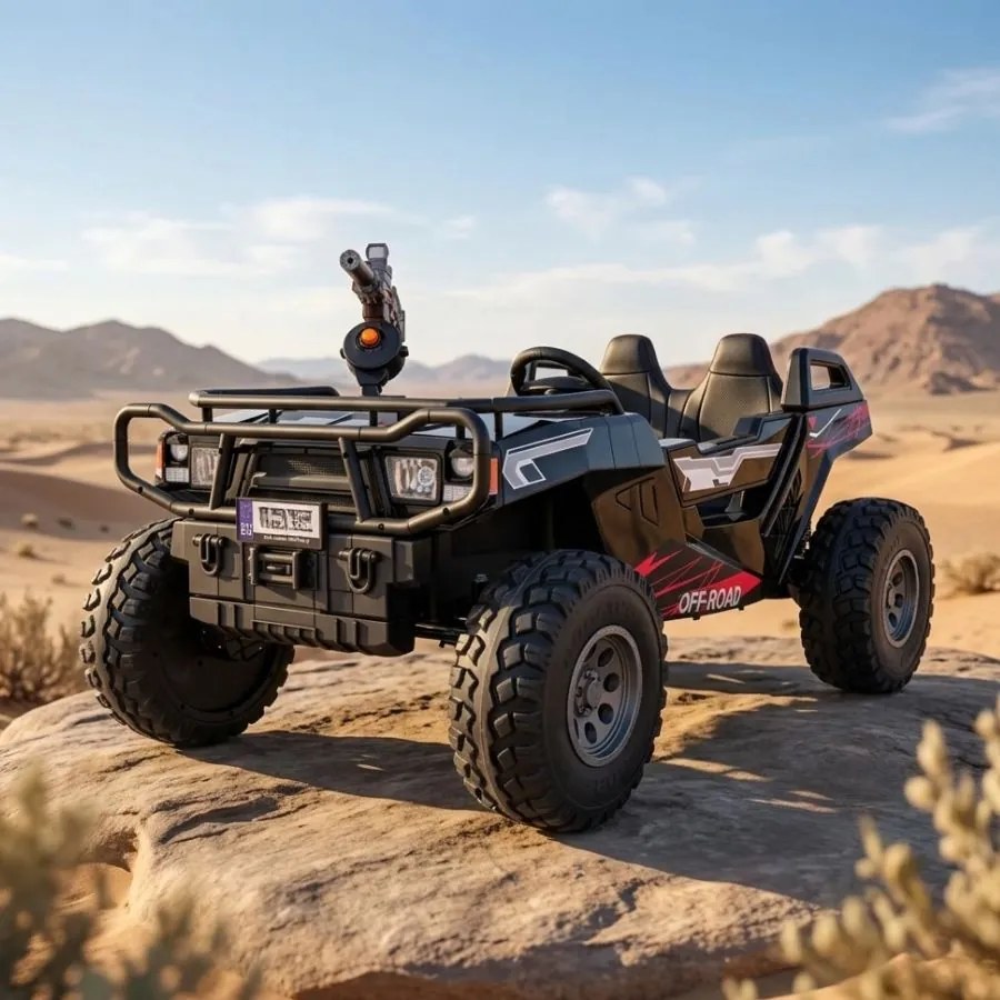 Buggy elétrico para Crianças 3 a 9 anos 24V, 2 lugares Rodas de espuma EVA, PROSPECTOR 4x4 STRONG Preto