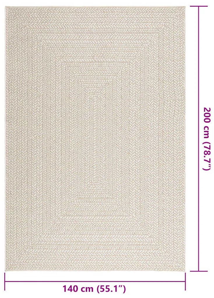 Tapete ZIZUR creme 140x200cm aspeto de juta interior e exterior