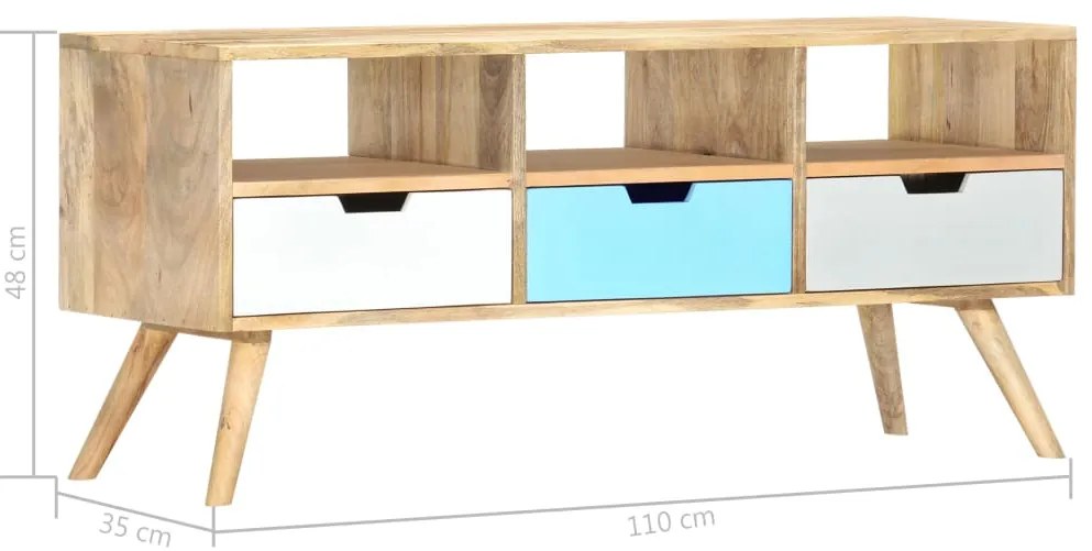 Móvel de TV 110x35x48 cm madeira de mangueira maciça