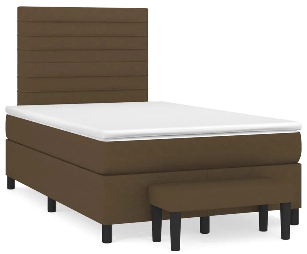 Cama boxspring com colchão 120x190 cm tecido castanho-escuro