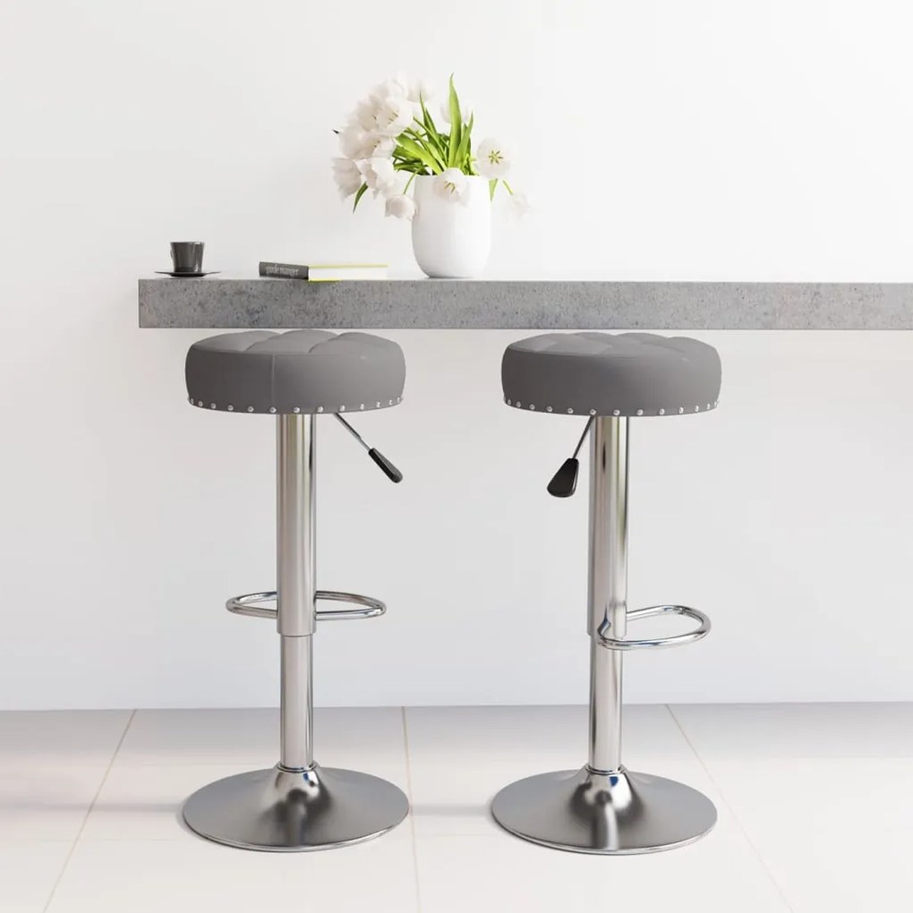 332972 vidaXL Bancos de bar 2 pcs tecido cinzento-escuro