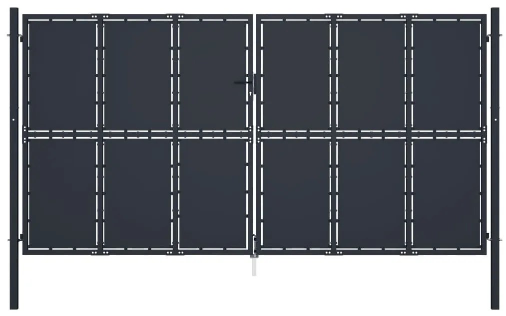 vidaXL Portão de jardim em aço 400 x 175 cm antracite