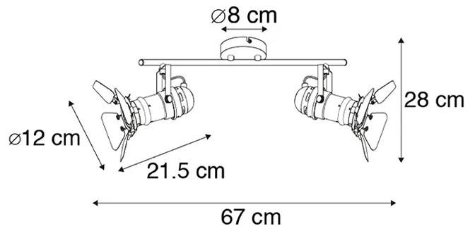 LED Foco Inteligente Preto Incl. WiFi GU10 2-Luzes com Abas - Movie Industrial