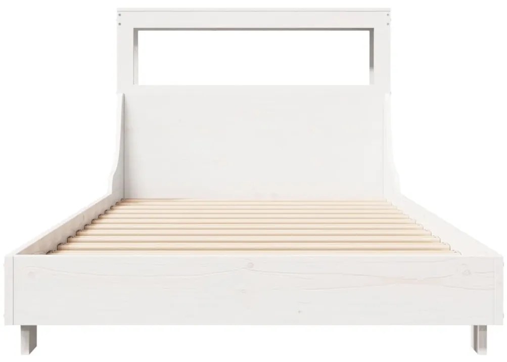 Cama sem colchão 75x190 cm madeira de pinho maciça branco