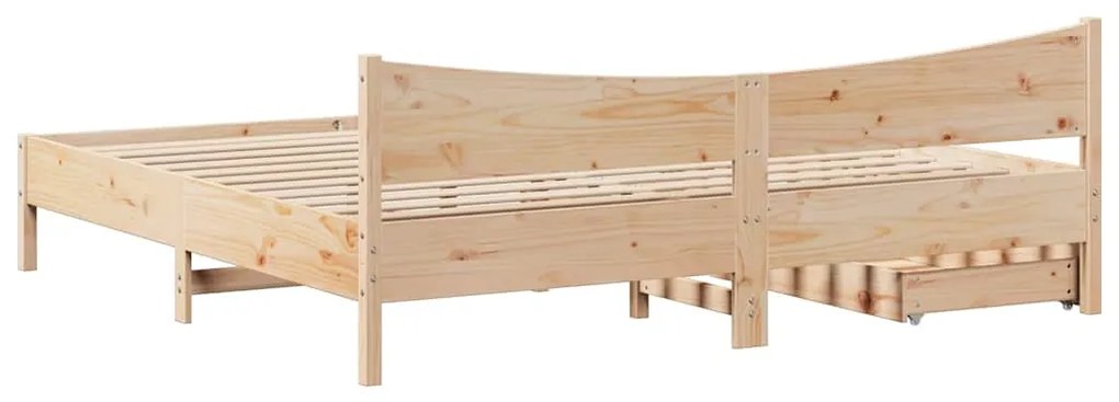 Estrutura de cama c/ gavetas 200x200 cm madeira de pinho maciça