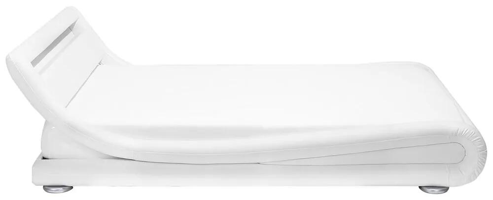 Cama de casal com iluminação LED em pele sintética branca 160 x 200 cm AVIGNON Beliani