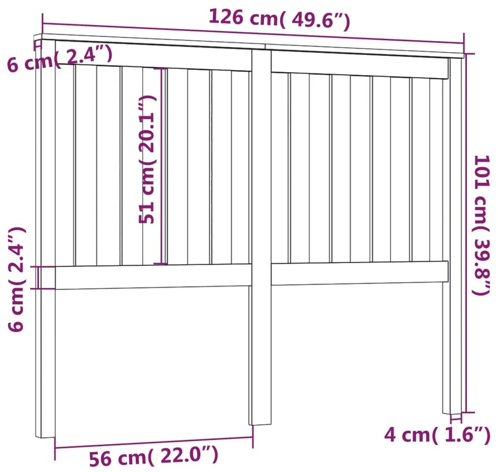 Cabeceira de cama 126x6x101 cm pinho maciço