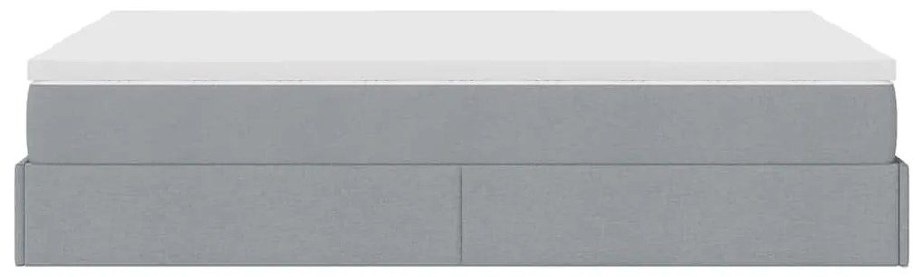 Estrutura cama otomana colchão 120x200 cm tecido cinzento claro