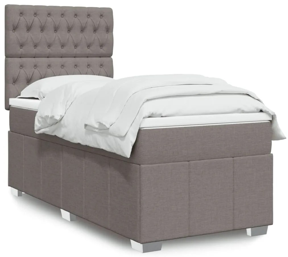Cama com molas/colchão 90x200 cm tecido castanho-acinzentado