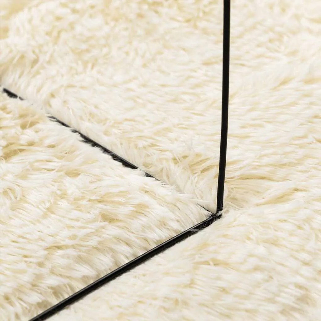 Tapete shaggy de pelo alto NAVARRA 120x170 cm poliéster creme