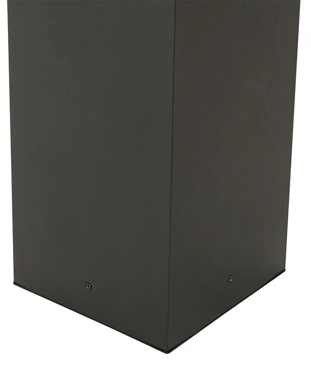 Candeeiro de pé exterior preto com vidro canelado 80 cm IP44 - Charlois