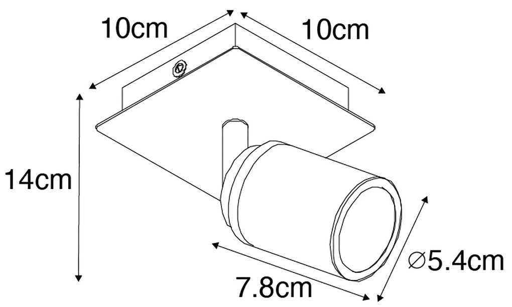 LED Refletor para banheiro quadrado preto IP44 com WiFi GU10 - Ducha Moderno