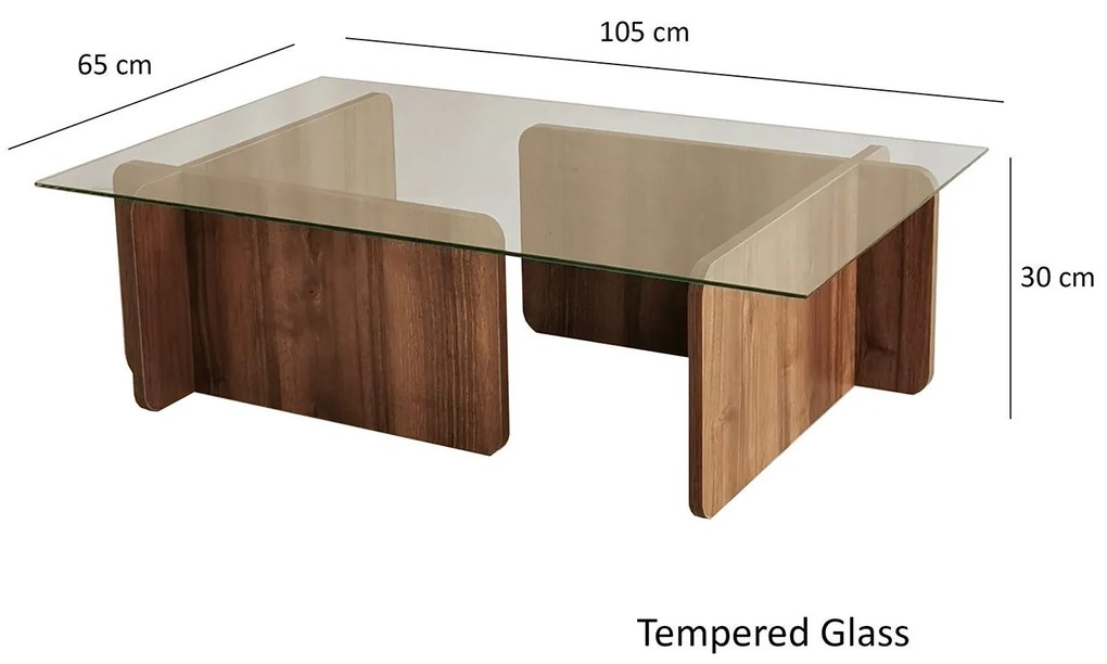 Mesa de Café Escape - Cor Nogueira - 105cm x 30cm x 65cm