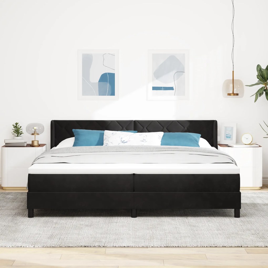 Cama Box Spring com Colchão vidaXL Preto 200x200 cm Veludo