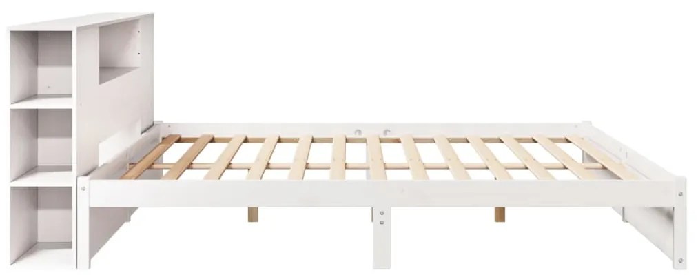 Cama com estante sem colchão 180x200 cm pinho maciço branco