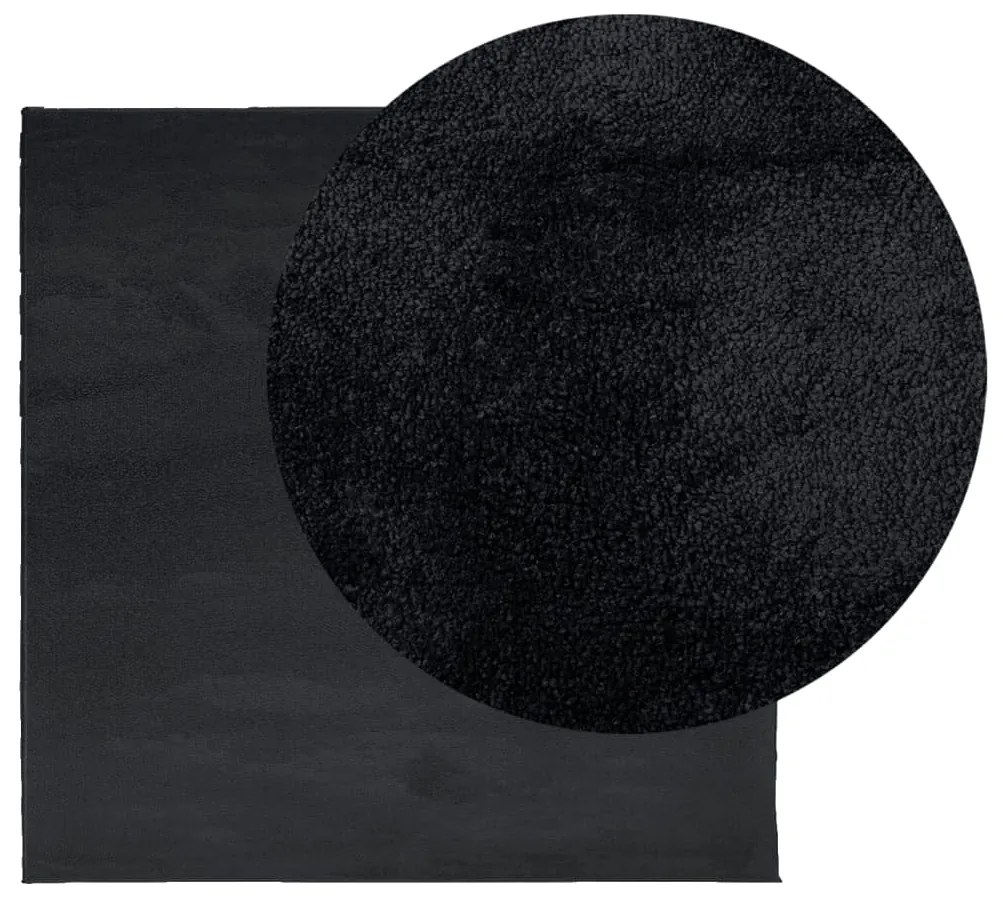Tapete de pelo curto OVIEDO 160x160 cm preto