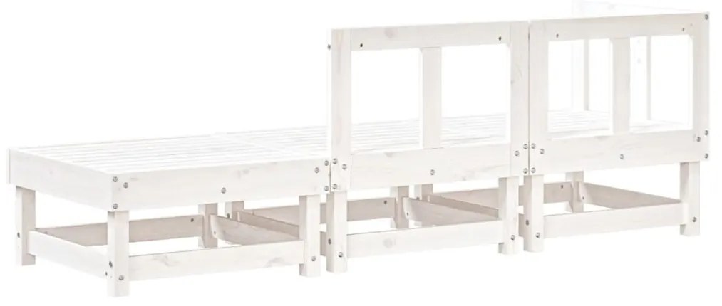 3 pcs conjunto lounge de jardim madeira de pinho maciça branco