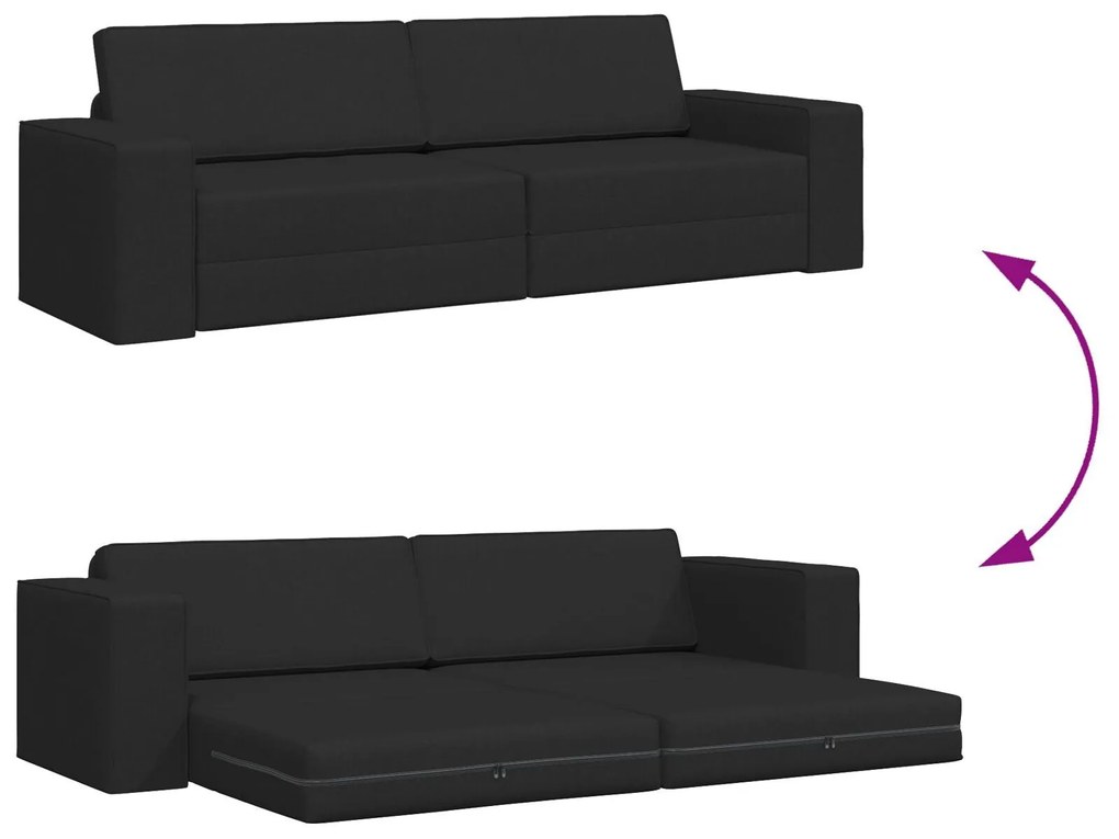 Sofá Cama 2 em 1 Preto 245x150x60.5 cm Tecido