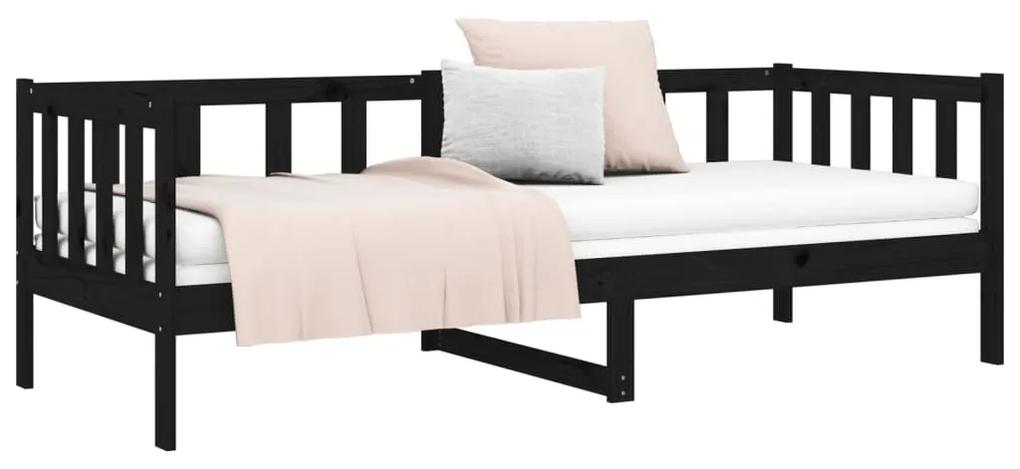 Sofá-cama 80x200 cm madeira de pinho maciça preto