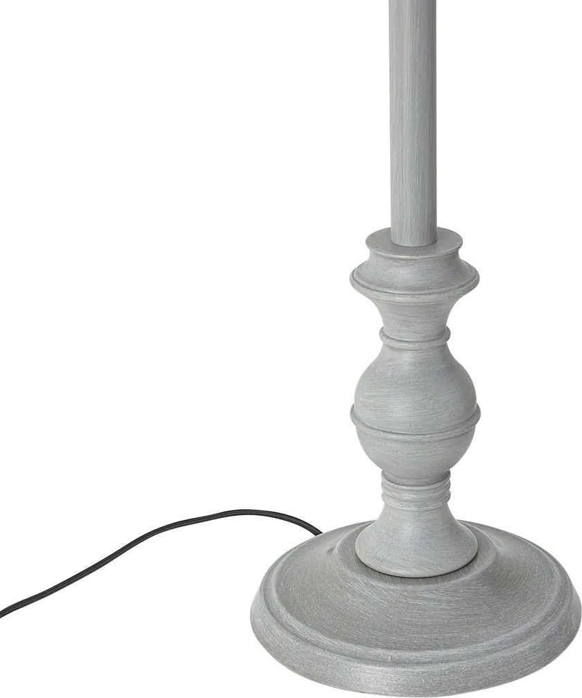 Candeeiro de pé preto com abajur floral e interior branco 45cm - Classico