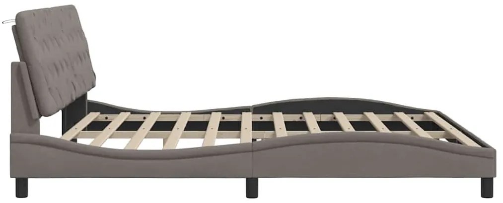 Cama sem colchão 200x200 cm tecido cinzento-acastanhado