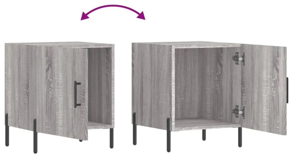 Mesa cabeceira 2pcs 40x40x50 cm madeira processada cinza sonoma