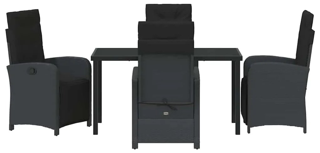 Conjunto de Jantar de Jardim 5 Peças com Almofadas Pretas de Rattan Si