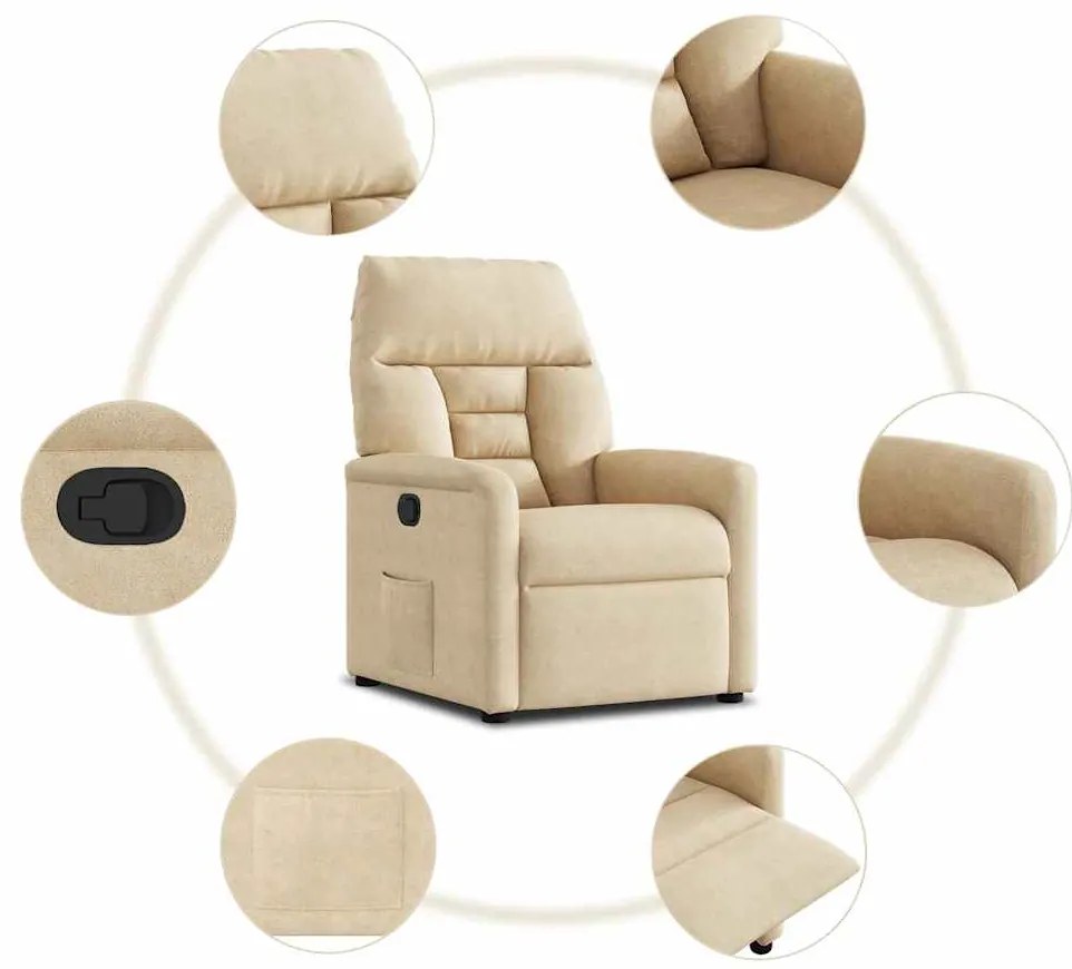 Poltrona reclinável tecido de microfibra cor creme