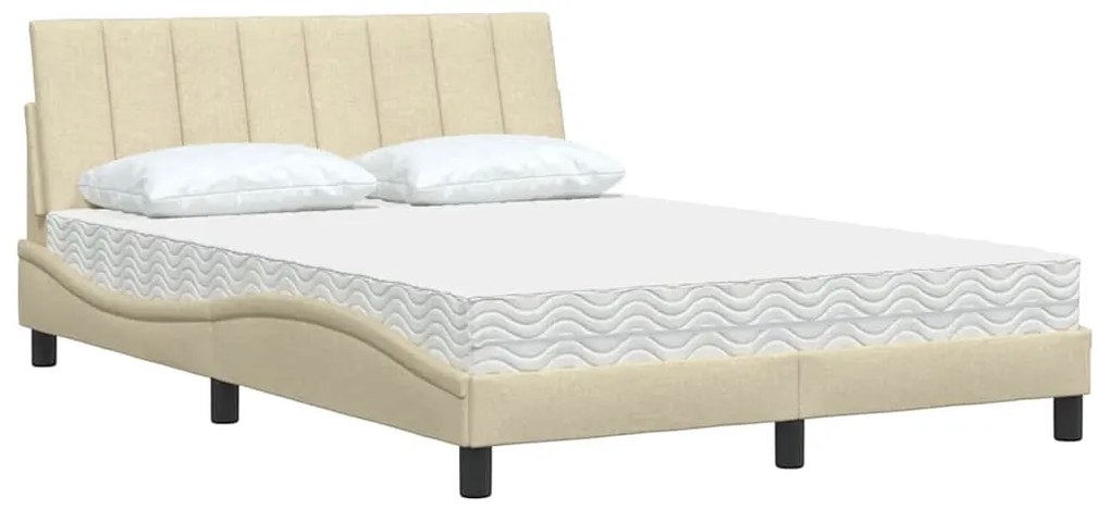 Cama com colchão 140x200 cm tecido cor creme