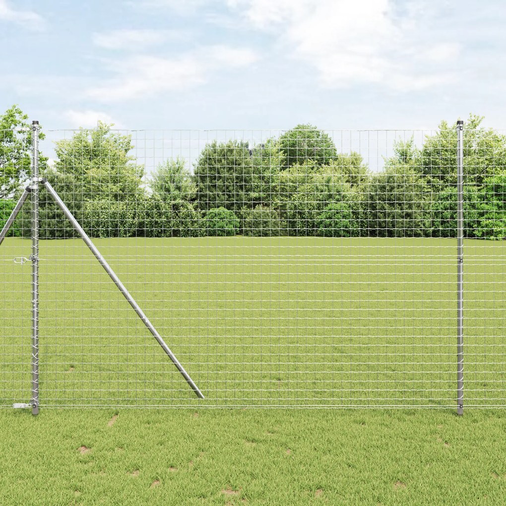 Cerca Euro com 7 Posts 1,5x10 m de Aço Galvanizado