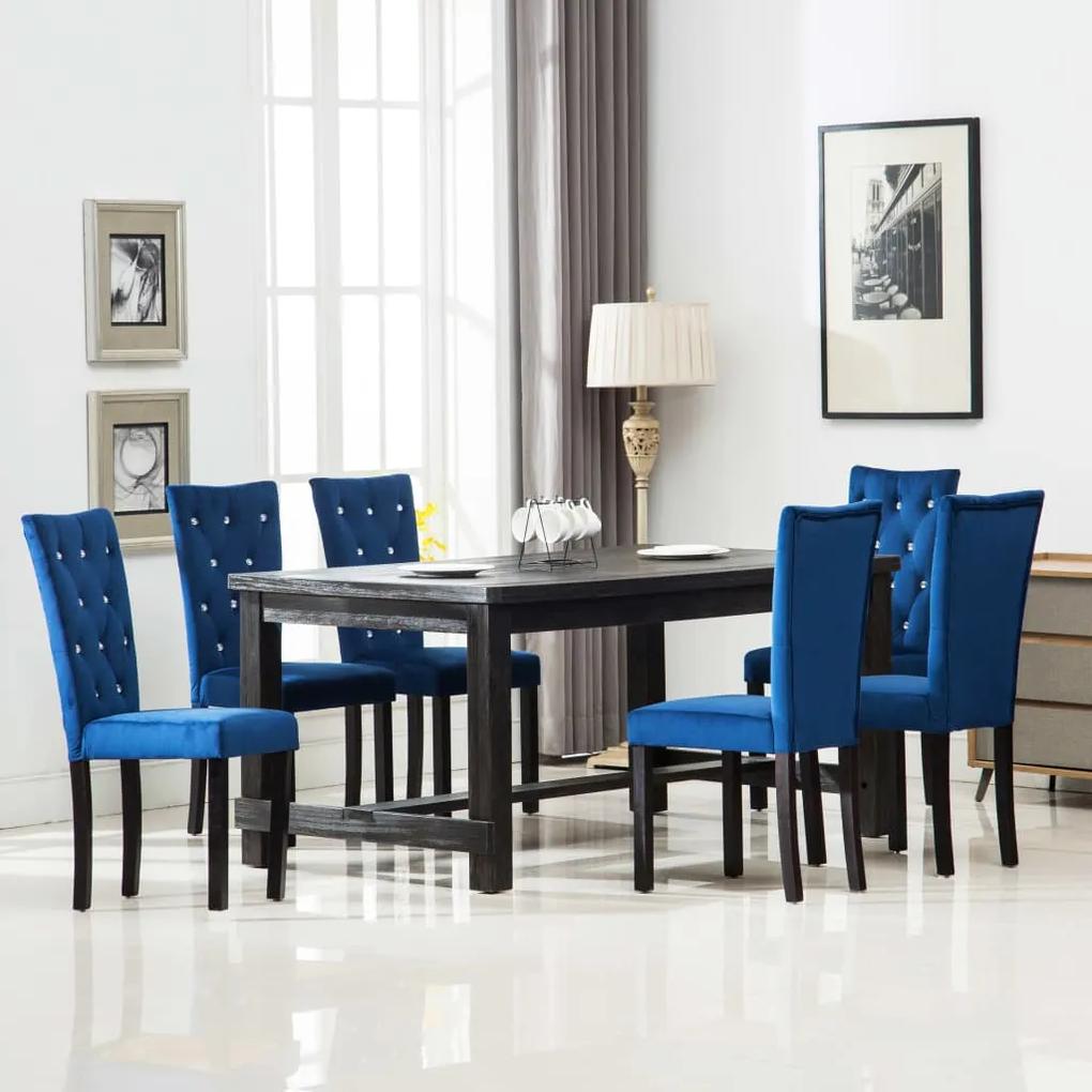Cadeiras de jantar 6 pcs veludo azul escuro