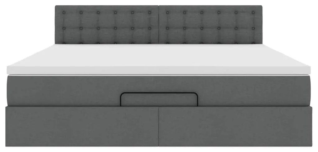 Estrutura de cama otomana com colchão 180x200cm cinzento escuro