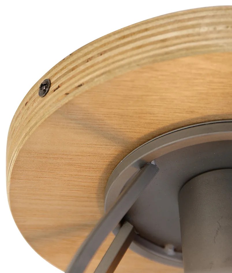 Candeeiro de teto inteligente cinzento escuro com madeira incl. WiFi E27 - Arthur