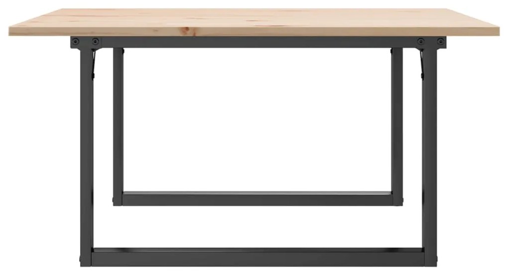 Mesa de centro estrutura em O 80x80x45 cm pinho e aço
