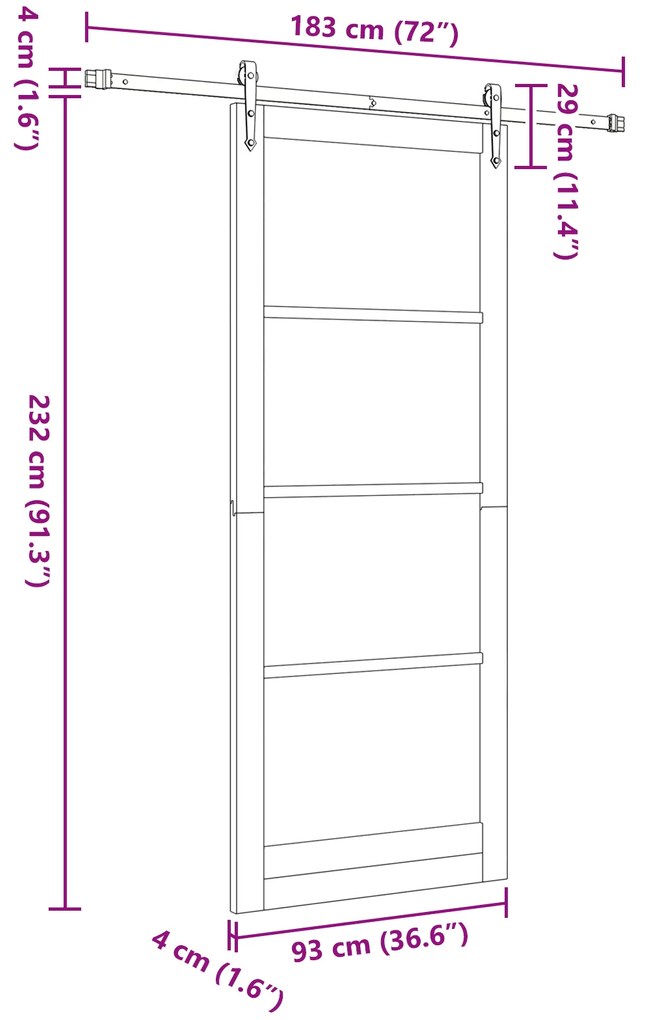 Porta Deslizante vidaXL com Conjunto de Hardware Branca 93x232 cm Made